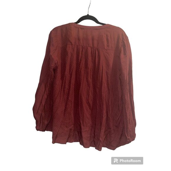 ✨Pintuck Peasant Blouse Maroon Sz. 12 Maeve✨ - Picture 5 of 11
